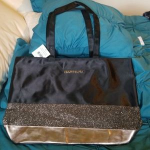 Black and Shimmer Shoulder Tote Bag